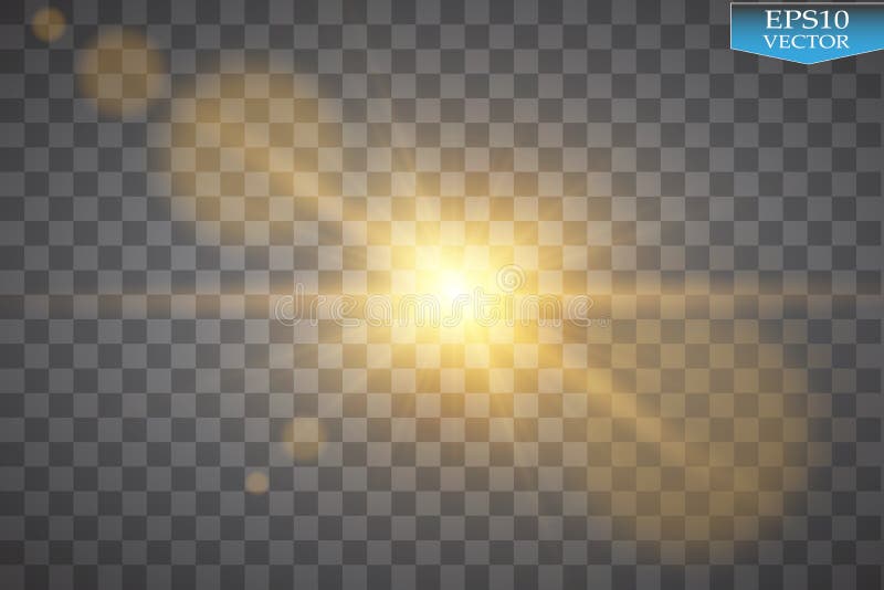 Vector transparent sunlight special lens flare light effect. Sun flash with rays and spotlight