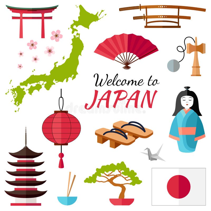 Japan Flat Icons Design Travel Concept.Vector Stock Vector ...