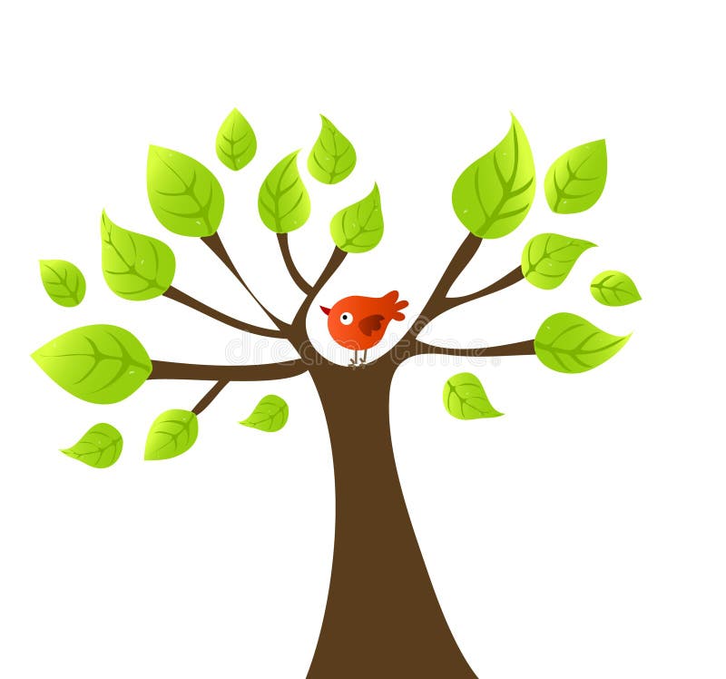 Vector tree with bird