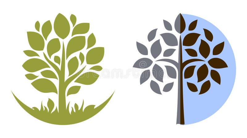 Vector tree emblem 3; isolated on white. Backdrop simple landscape vectors
