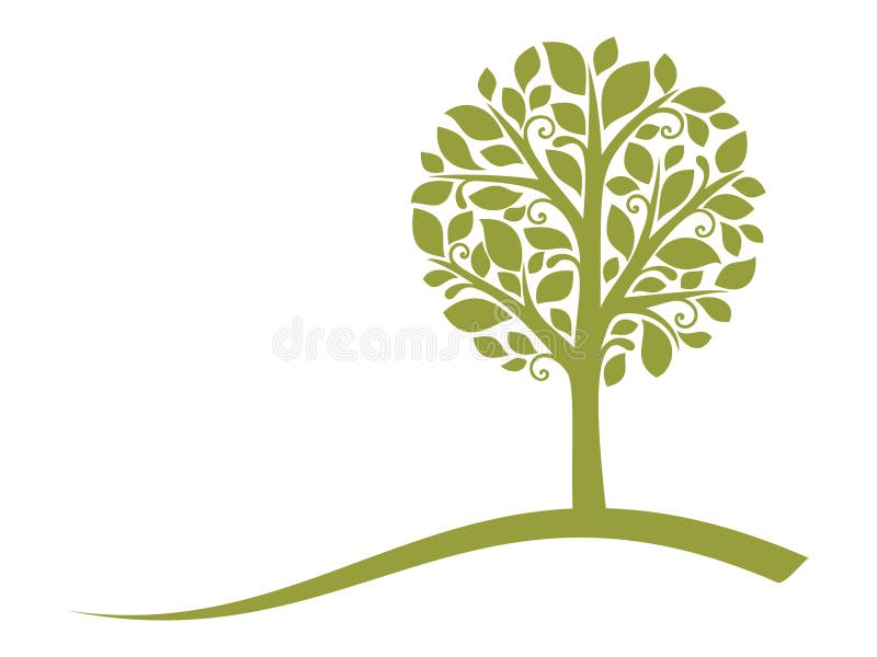 Vector tree emblem 4; isolated on white. Backdrop simple landscape vectors