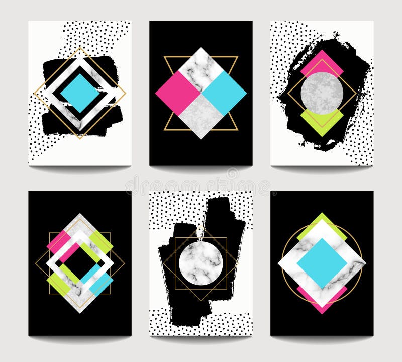 Vector trendy brochure templates with flat geometry stock illustration Vector trendy brochure templates with flat geometry stock illustration
