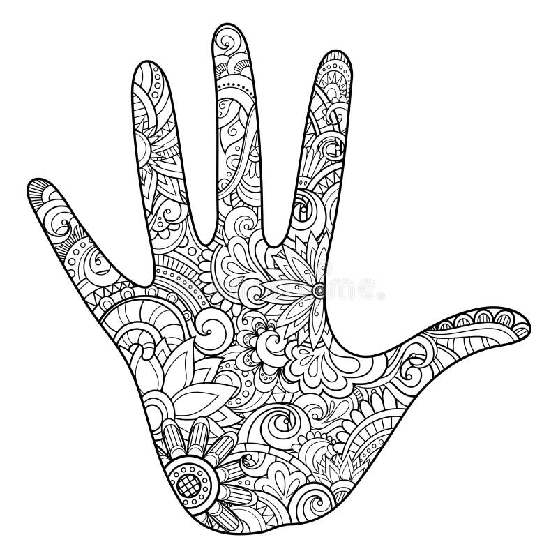 Vector Tribal Deco Monochrome Hand stock illustration