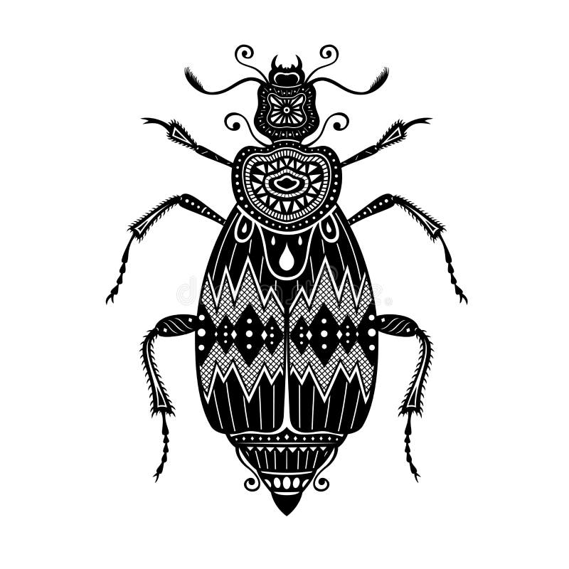 Vector Tribal Decorative Beetle stock illustration
