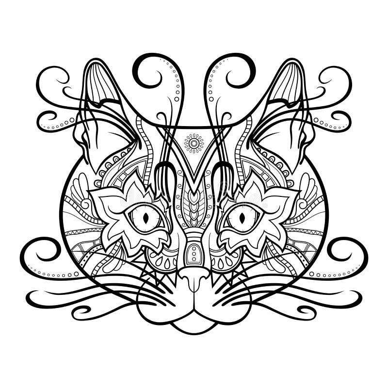 Vector Tribal Decorative Cat stock illustration