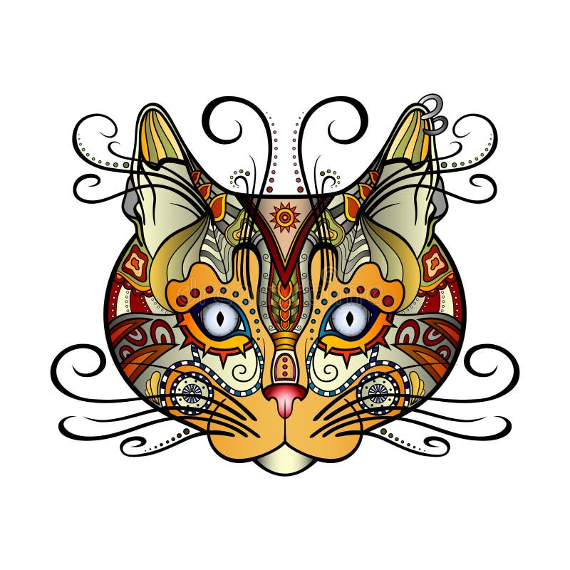 Vector Tribal Decorative Cat royalty free illustration
