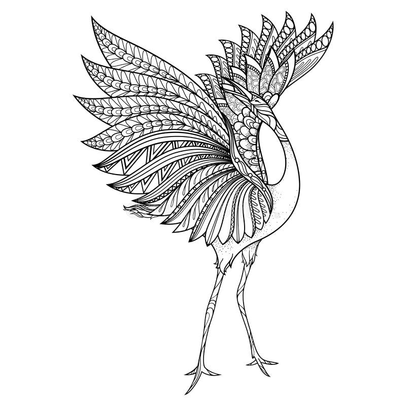 Vector Tribal Decorative Grus Antigone vector illustration