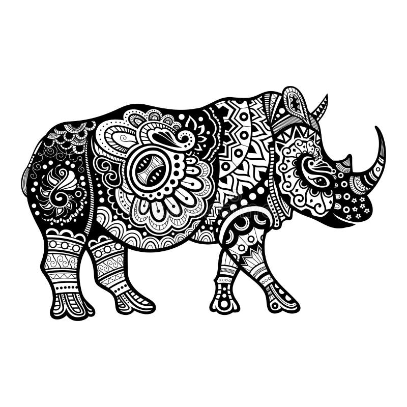 Vector Tribal Decorative Rhinoceros royalty free illustration