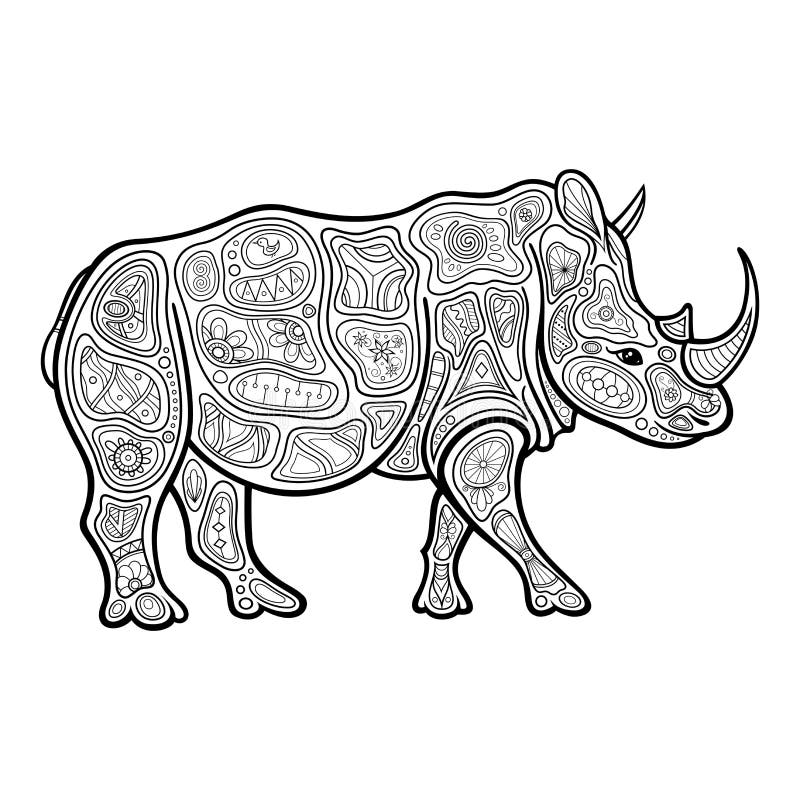 Vector Tribal Decorative Rhinoceros stock illustration