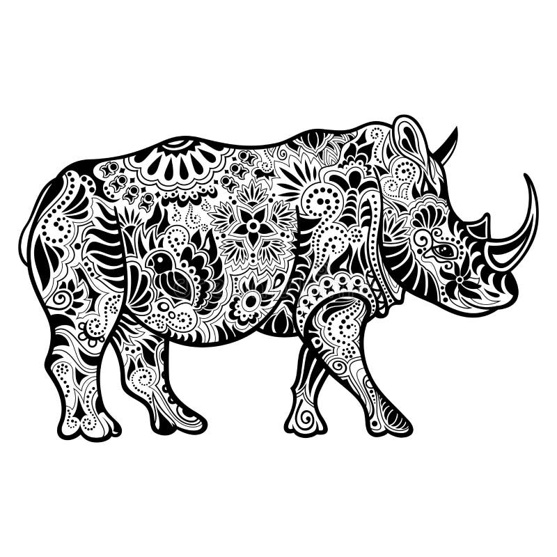 Vector Tribal Decorative Rhinoceros stock illustration