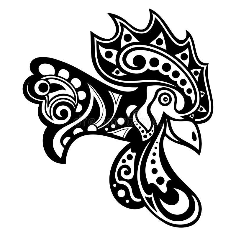 Vector Tribal Decorative Rooster Head royalty free illustration