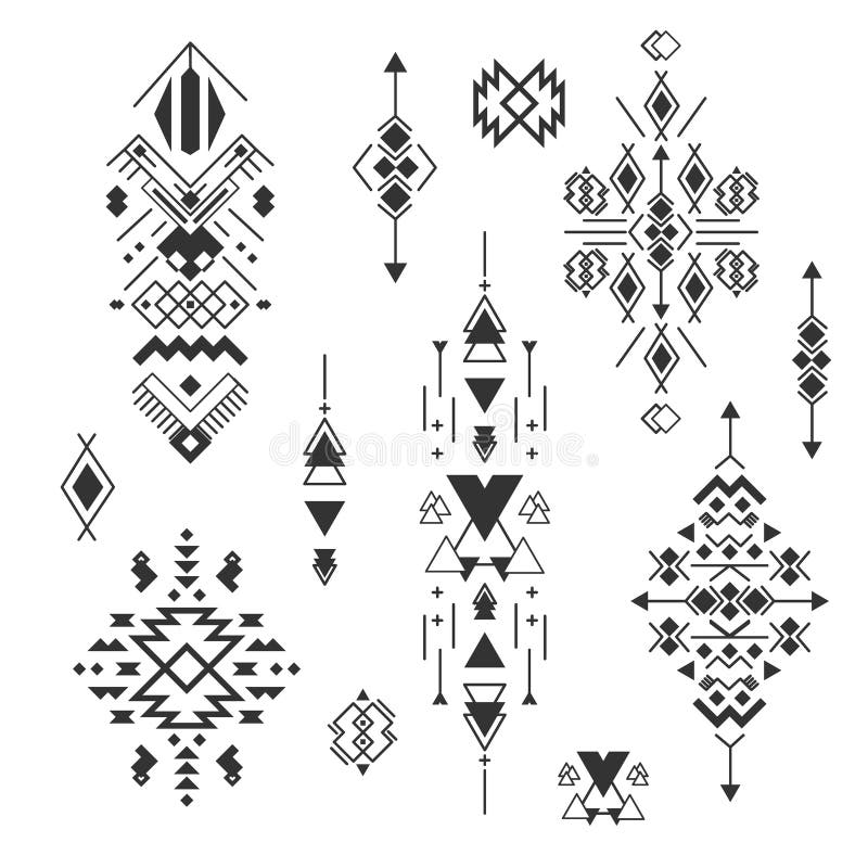 Vector Tribal Elements, Ethnic Collection, Aztec Stile Isolated on ...