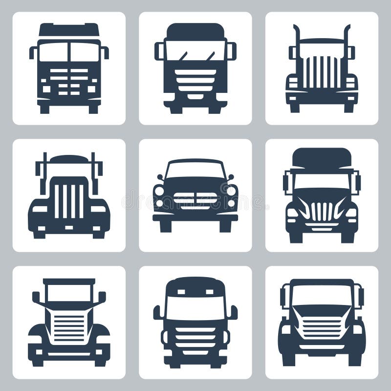 Vector trucks icons set: front view