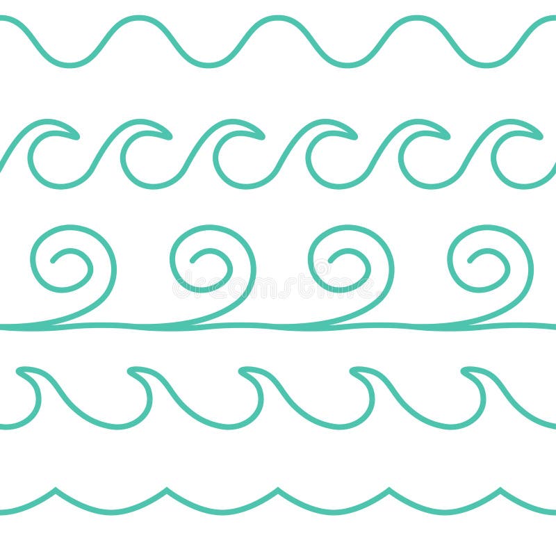 Vector turkooise die lijngolven op witte achtergrond worden geplaatst stock illustratie Vector turkooise die lijngolven op witte achtergrond worden geplaatst stock illustratie