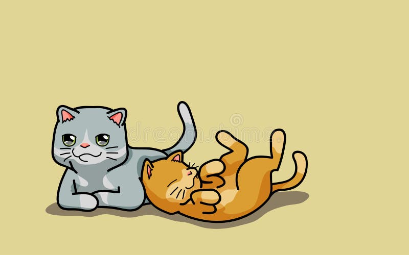 Vector Twee leuke katten vector illustratie. Illustration of gestreept ...