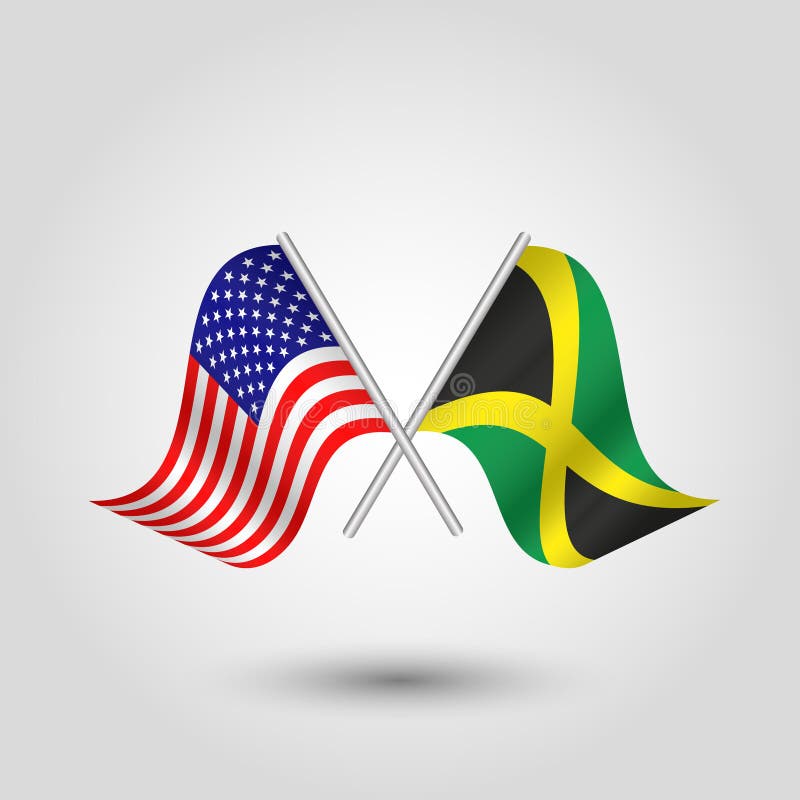 Download Vector American And Jamaican Flags On Silver Sticks ...