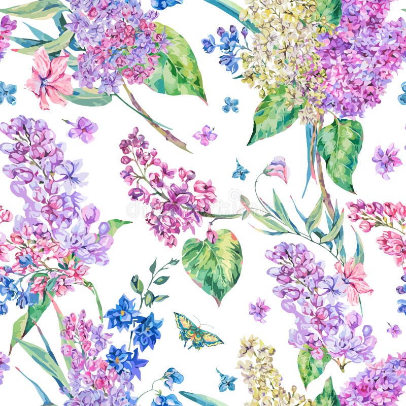 Vector uitstekend bloemen naadloos patroon met roze sering royalty-vrije illustratie Vector uitstekend bloemen naadloos patroon met roze sering royalty-vrije illustratie