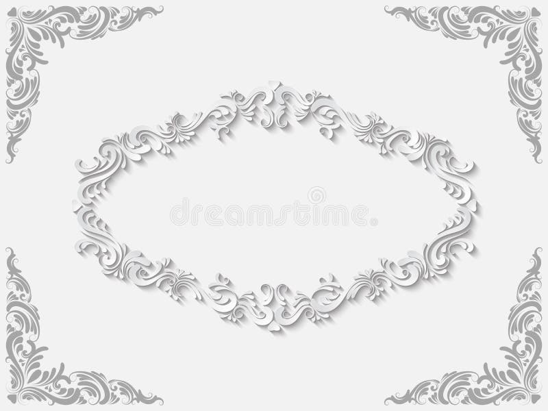 Vector Uitstekend Wit Barok Stijlkader Vector Illustratie
