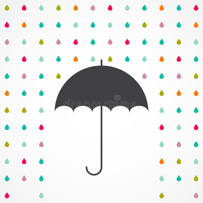 Vector Umbrella and Rain Drops in Rainbow Colors Stock Vector ...