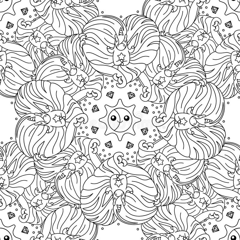 Vector unicorn pattern coloring page stock illustration Vector unicorn pattern coloring page stock illustration