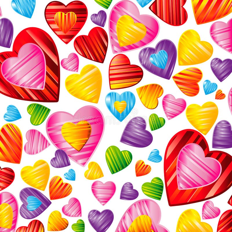 Vector Valentine`s day background with striped pattern hearts