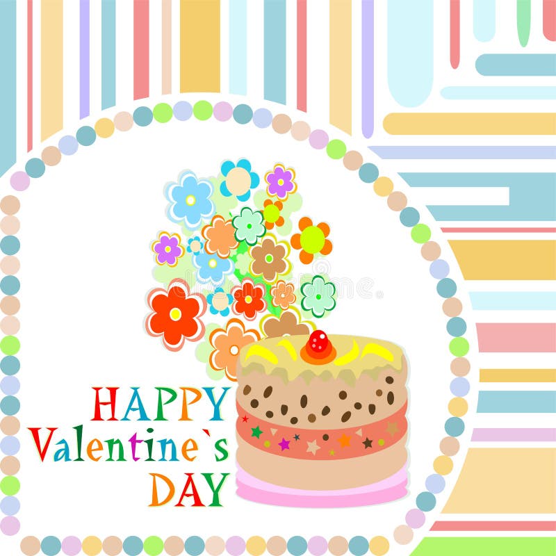 Vector valentine`s day frame with sweet cupcake