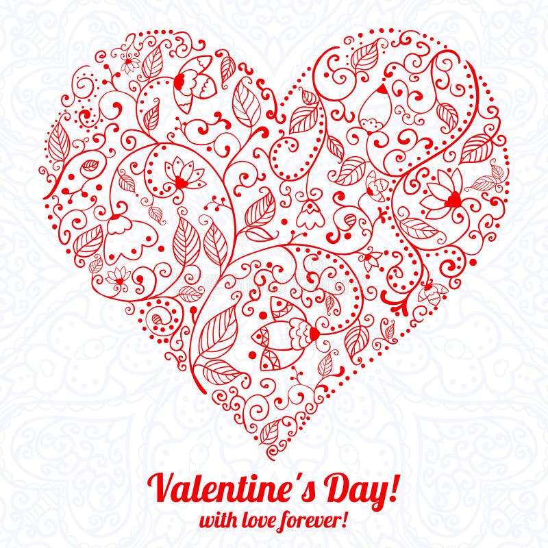 Vector Valentine S Day Lacy Heart Greeting Card on Stock Vector