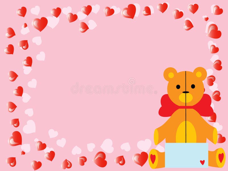 Vector valentine`s teddy bear on pink