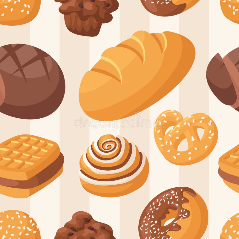 Vector van het bakkerij de naadloze patroon royalty-vrije illustratie Vector van het bakkerij de naadloze patroon royalty-vrije illustratie