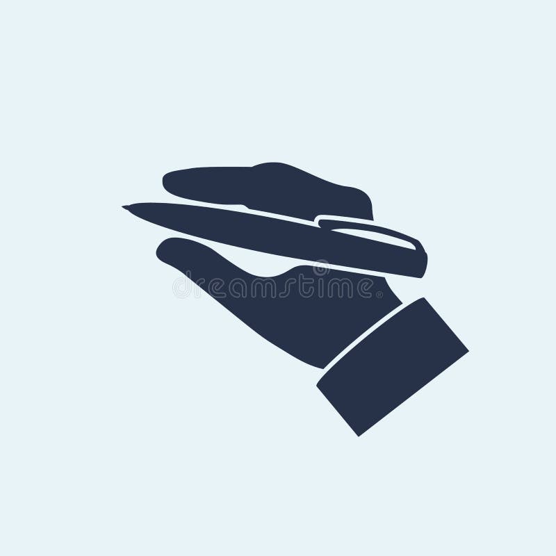 Vector van het pen in hand silhouet stock illustratie Vector van het pen in hand silhouet stock illustratie