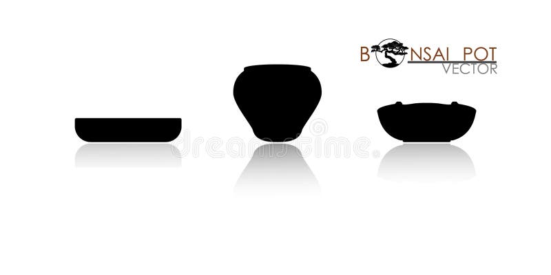 Vector Van Pot, Zwart Silhouet Van Bonsaipot Vector Illustratie