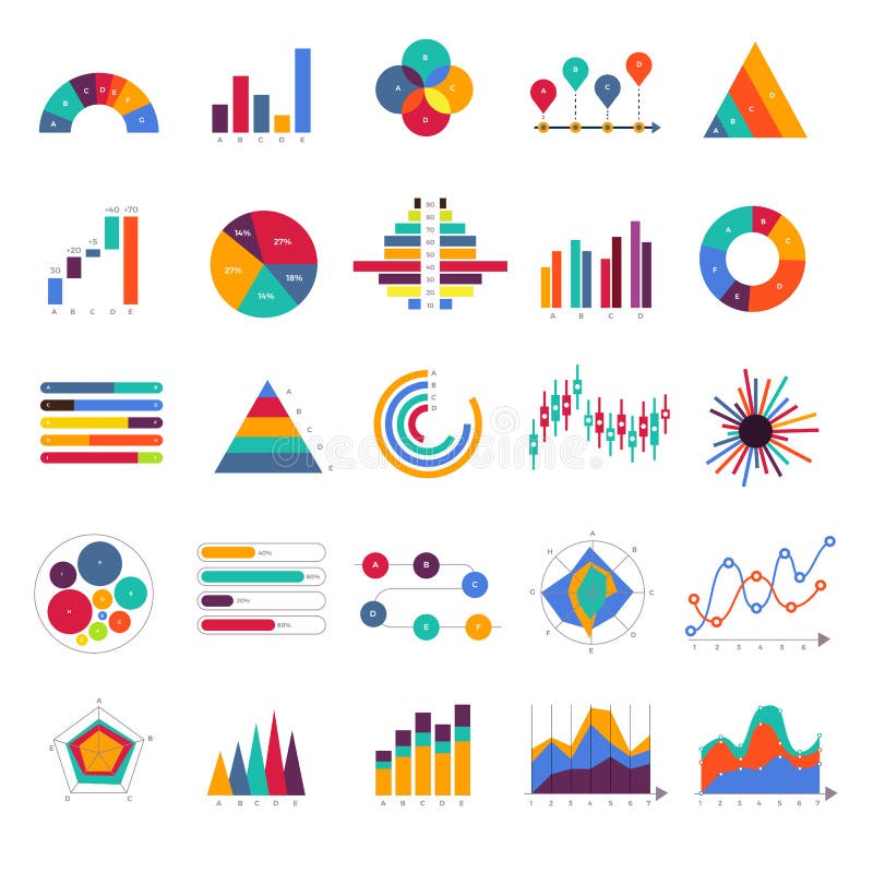 Vector vastgestelde bedrijfsgrafiek en grafiek infographic diagram Vlak DE vector illustratie Vector vastgestelde bedrijfsgrafiek en grafiek infographic diagram Vlak DE vector illustratie