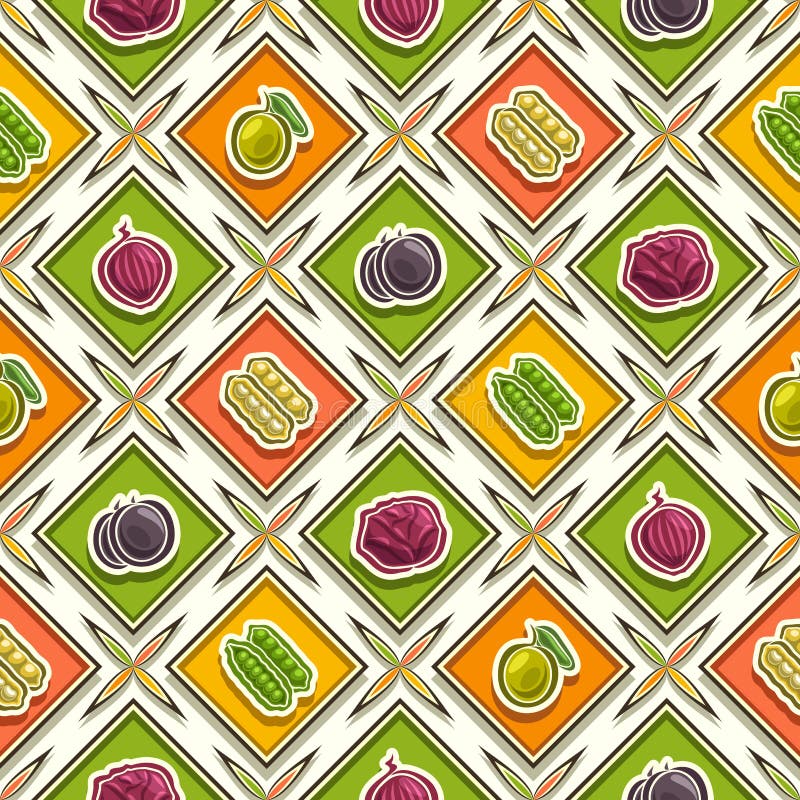 Vector Vegetable Seamless Pattern Stock Vector Illustration Of
