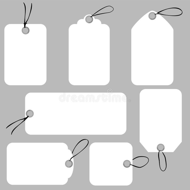 7 Very Simple White Blank Tag with Rope, Rounded Corner, at Gray ...