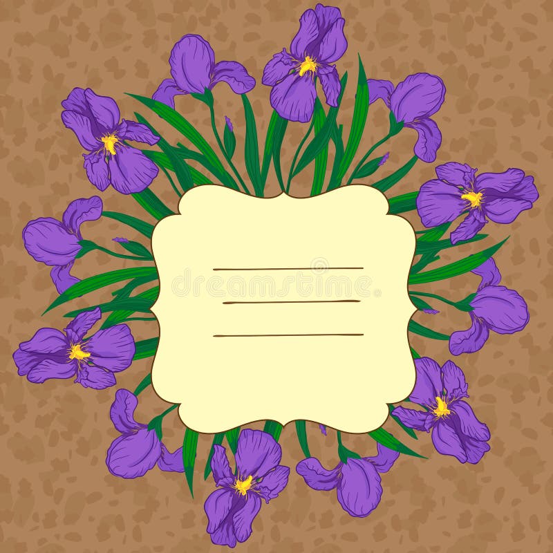 Vector vignette with iris flowers