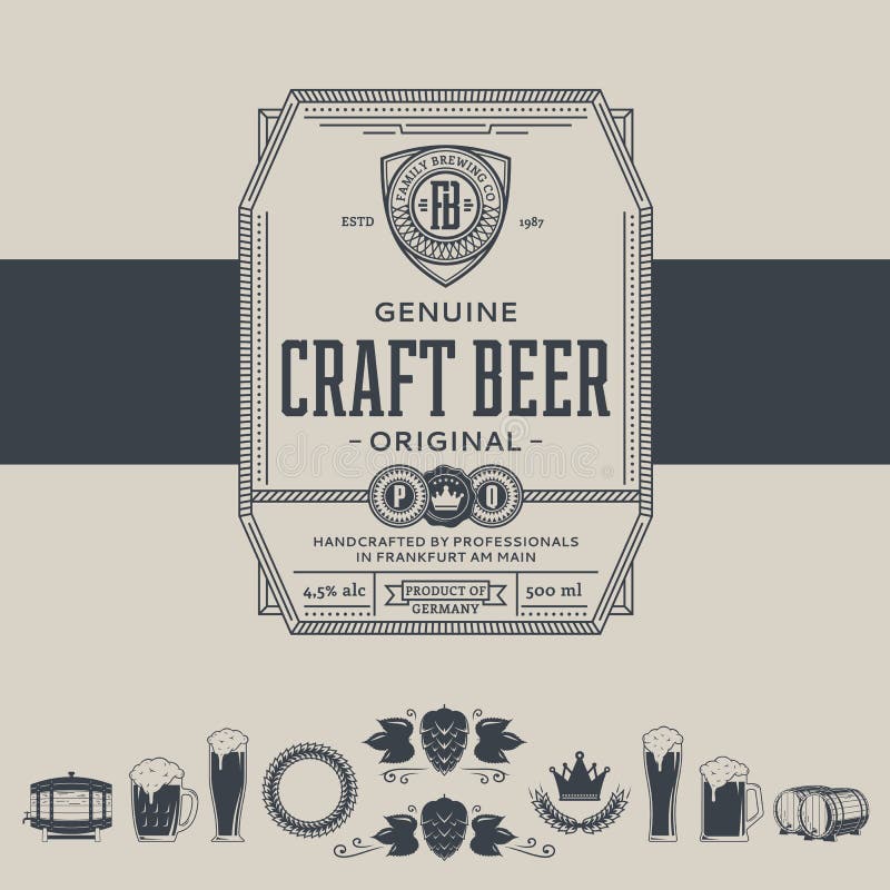 Download Vector Vintage Beer Label And Icons Stock Vector ...