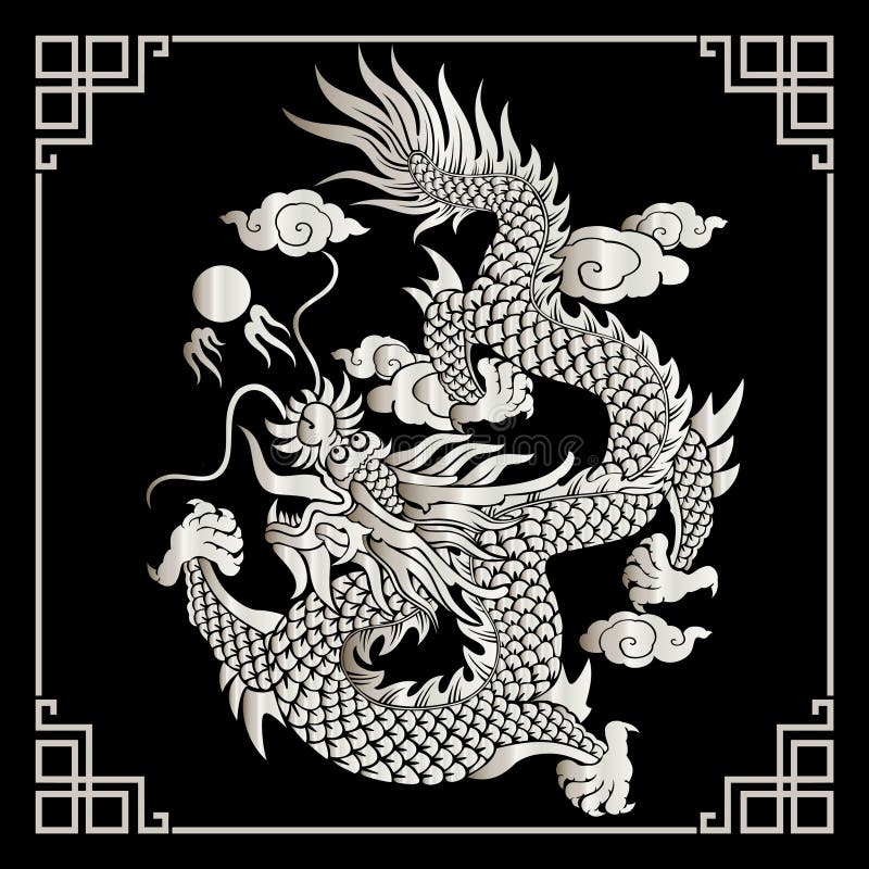 Japanese dragon vintage engraving drawing s Vector Image