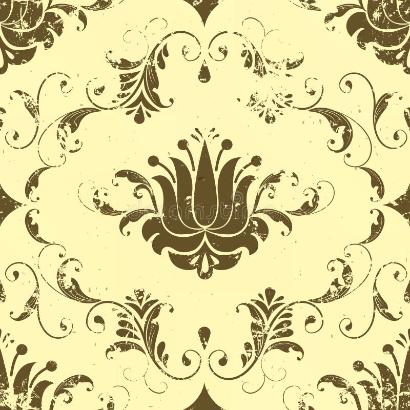 Vector vintage damask seamless pattern element. stock illustration