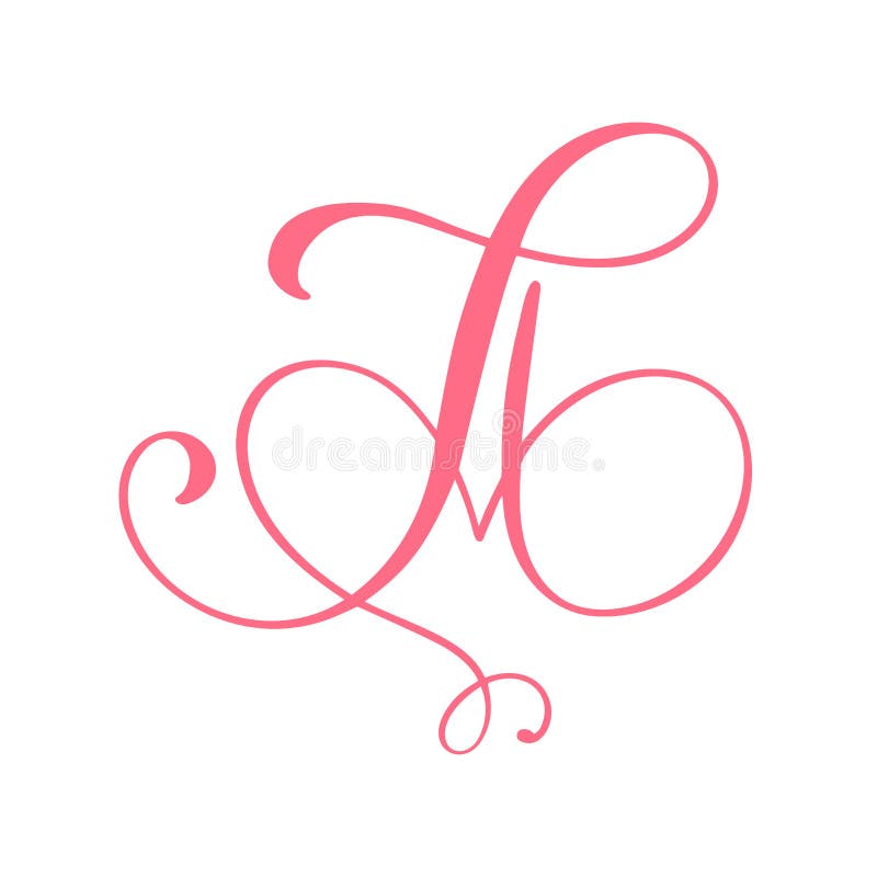 Vector Vintage floral monogram letter A. Calligraphy element heart logo Valentine card flourish frame. Hand drawn Love