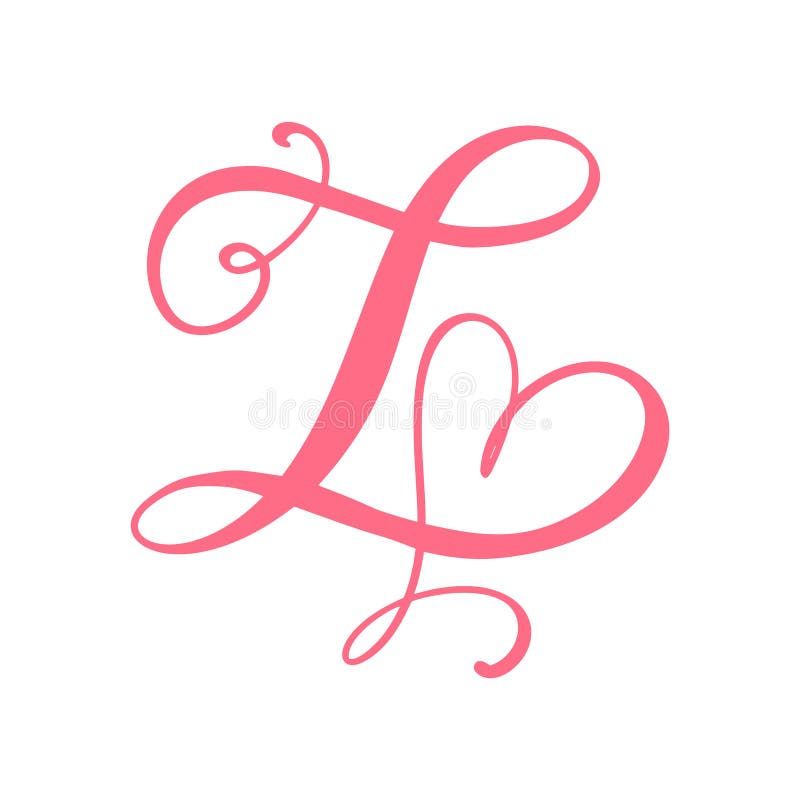 Vector Vintage floral monogram letter Z. Calligraphy element heart logo Valentine card flourish frame. Hand drawn Love