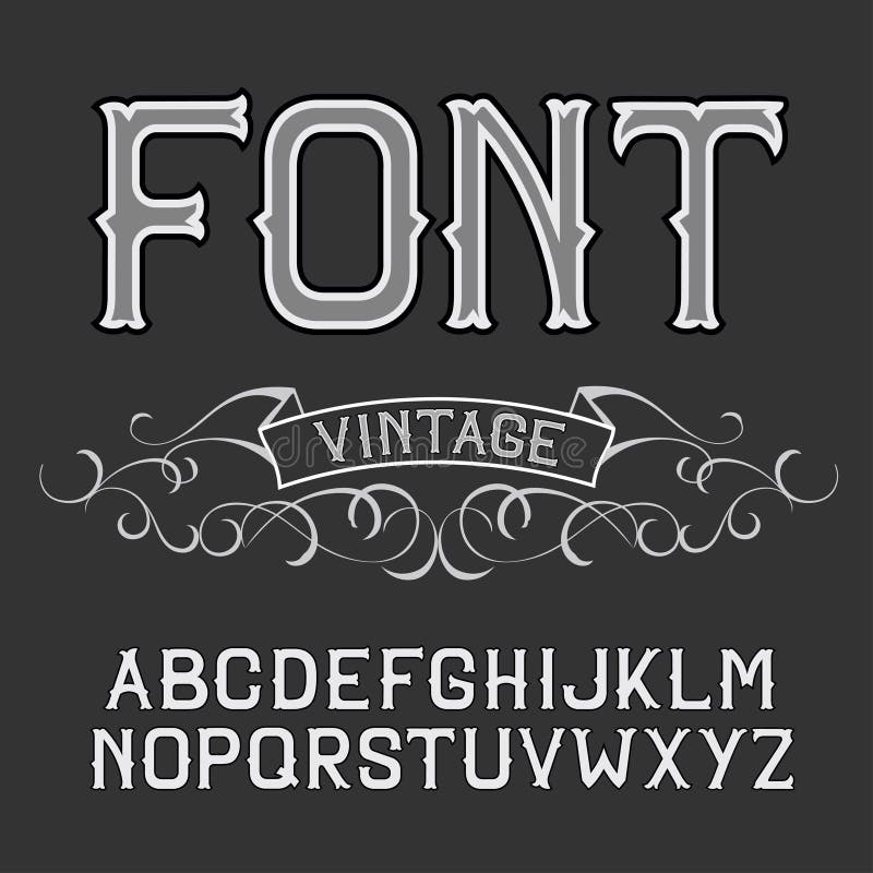Vector Vintage Label Font on a Dark Background. Stock Vector ...