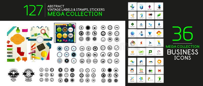 Vector vintage labels, sticker, stamps, price tags and other