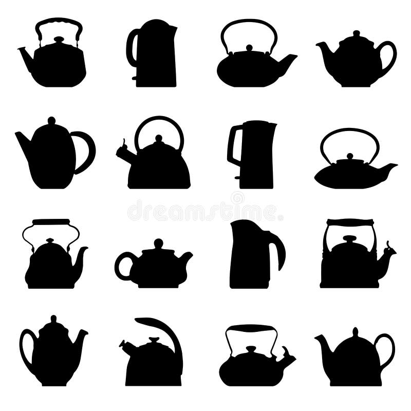 Vector Vintage Logo Teapot Set Stock Vector Illustration of