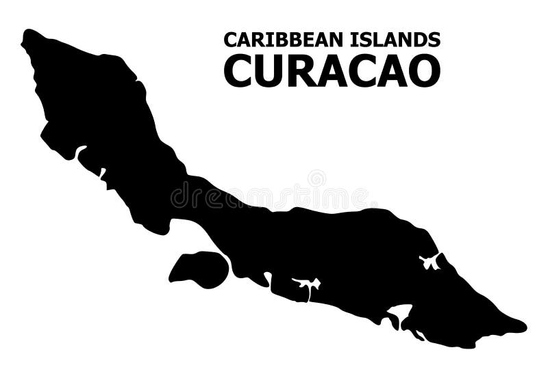 Vector Vlakke Kaart Van Curacao Eiland Met Titel Vector Illustratie