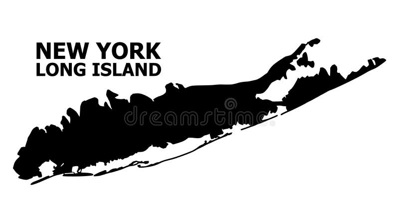 Vector Vlakke Kaart van Long Island met Titel
