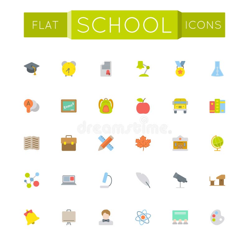 Vector vlakke schoolpictogrammen vector illustratie Vector vlakke schoolpictogrammen vector illustratie