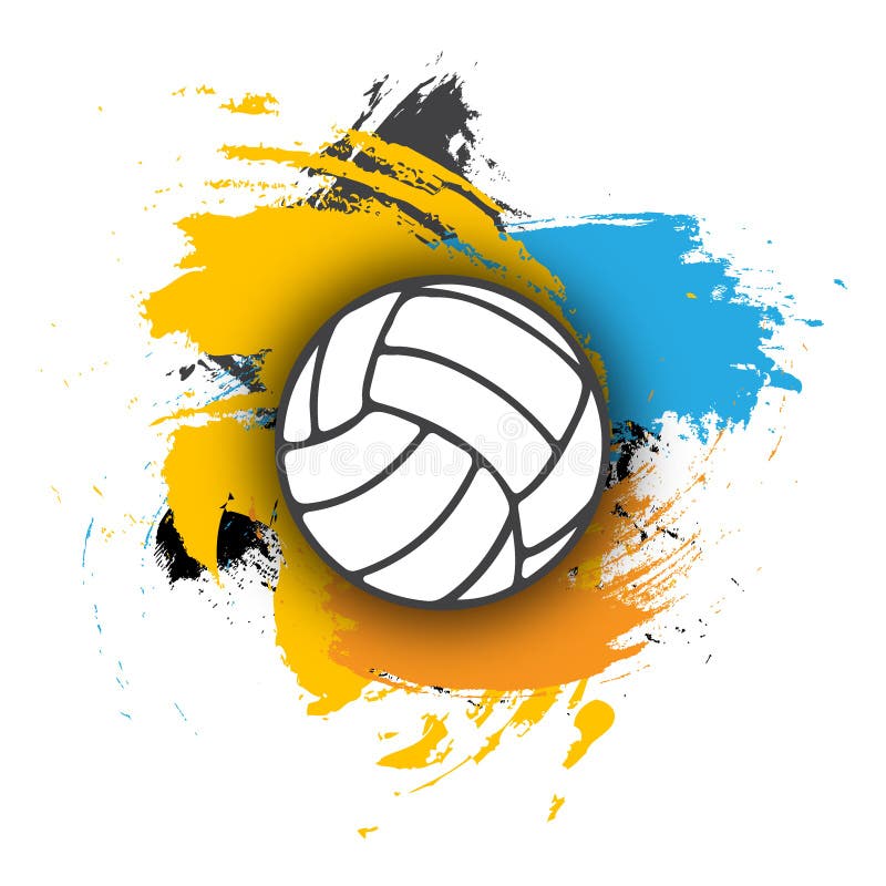 Vector Volleyball Logo on the Background of Multi-colored Brushstrokes ...