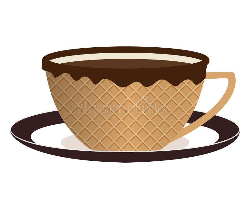 Vector Waffle Cup for Tea with Saucer Stock Vector Illustration of