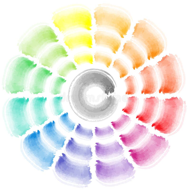 vector watercolor brush strokes sampler color theory with gray in the middle stock illustration vector watercolor brush strokes sampler color theory with gray in the middle stock illustration