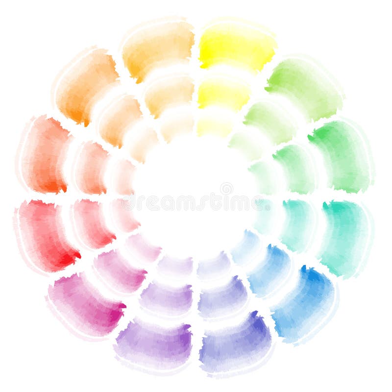 Vector watercolor brush strokes sampler color theory royalty free illustration Vector watercolor brush strokes sampler color theory royalty free illustration